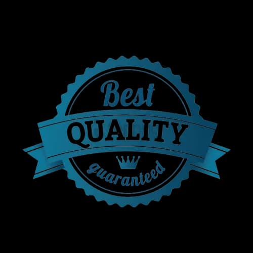 Blue quality guarantee badge with ribbon